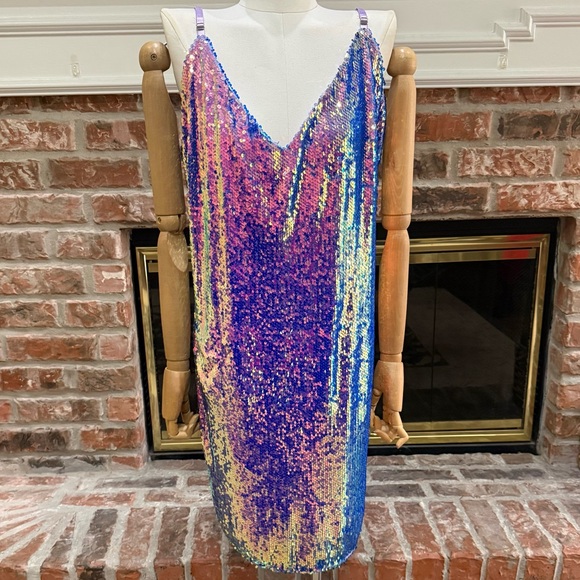Forever 21 Purple/Lavender Sequin Dress with Adjustable Straps / 2X / Like New - Picture 1 of 11
